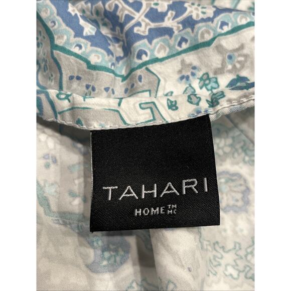 2 Tahari Home Paisley Floral Pillowcases Standard Blue Green100% Cotton Shams - Picture 3 of 4